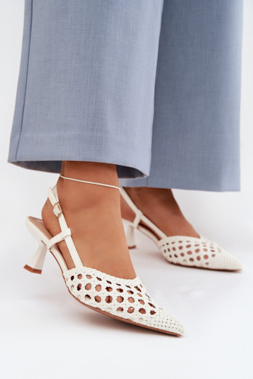 vzorované sandále Dámske s podpätkami biela farba Selinae 2
