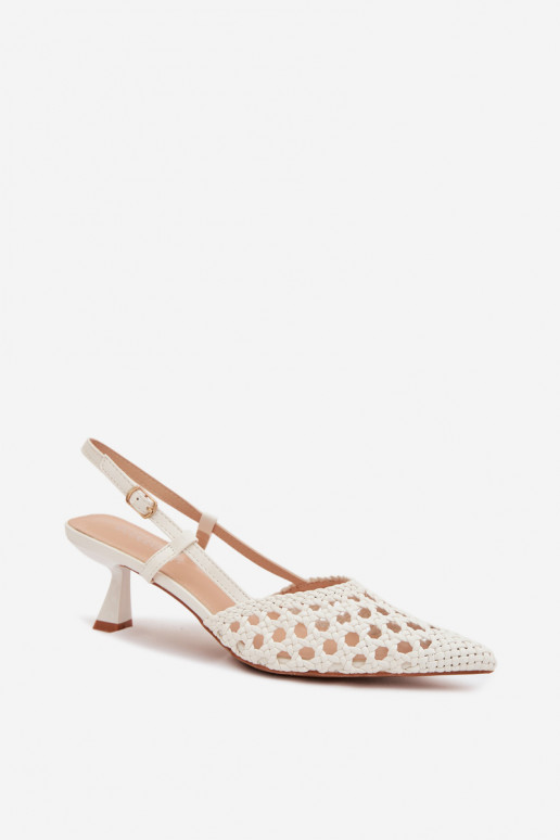 vzorované sandále Dámske s podpätkami biela farba Selinae