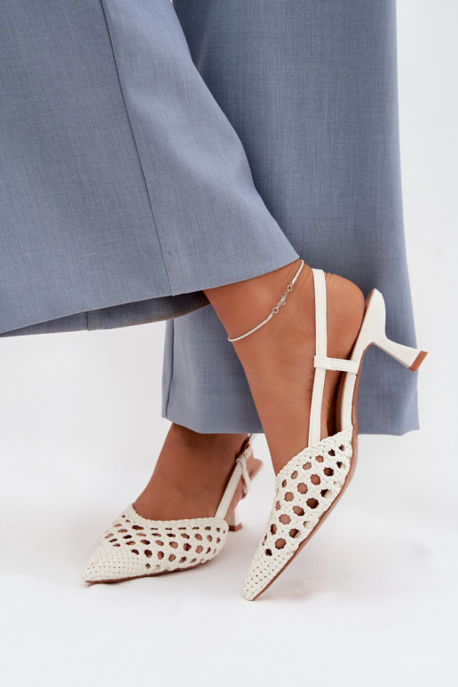 vzorované sandále Dámske s podpätkami biela farba Selinae