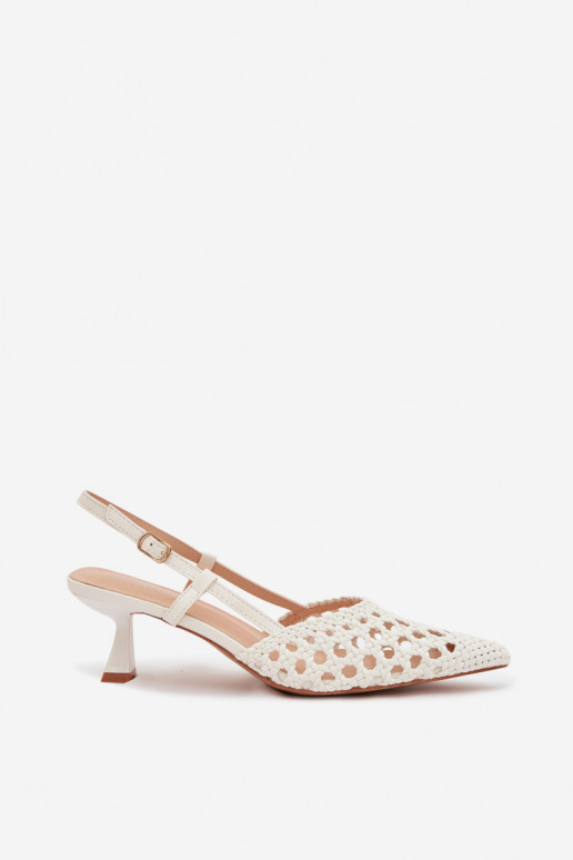 vzorované sandále Dámske s podpätkami biela farba Selinae