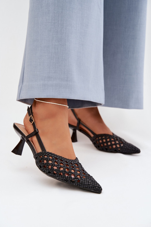 vzorované sandále Dámske s podpätkami čierna Selinae