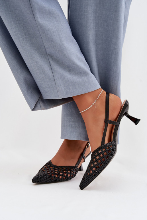 vzorované sandále Dámske s podpätkami čierna Selinae