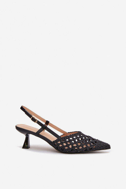 vzorované sandále Dámske s podpätkami čierna Selinae