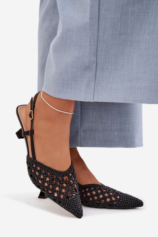 vzorované sandále Dámske s podpätkami čierna Selinae