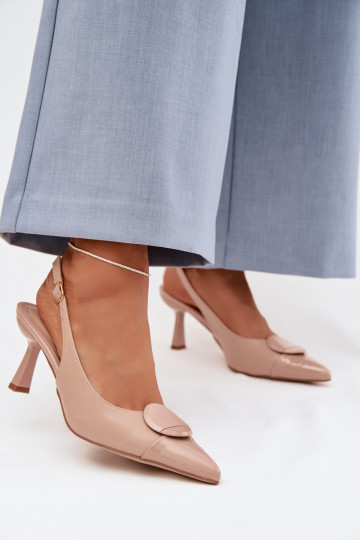 Dámske sandále s tenkými podpätkami S Ornatem Detalem béžová Máriae 2