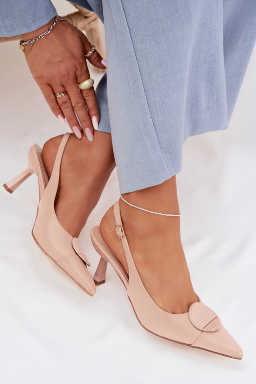 Dámske sandále s tenkými podpätkami S Ornatem Detalem béžová Máriae