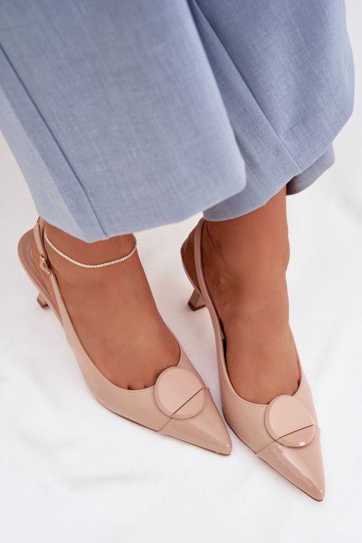 Dámske sandále s tenkými podpätkami S Ornatem Detalem béžová Máriae