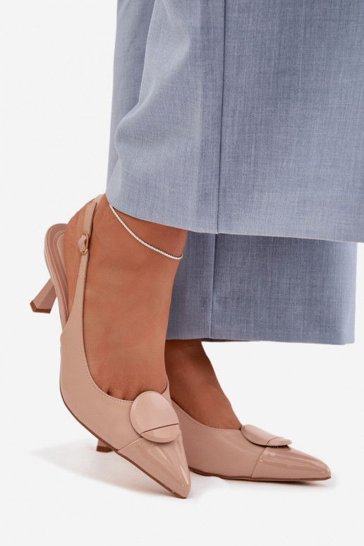 Dámske sandále s tenkými podpätkami S Ornatem Detalem béžová Máriae