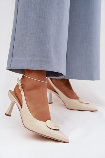 Dámske sandále s tenkými podpätkami S Ornatem Detalem slonovina Máriae