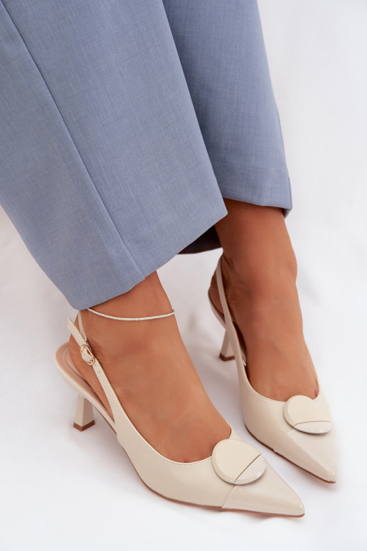 Dámske sandále s tenkými podpätkami S Ornatem Detalem slonovina Máriae