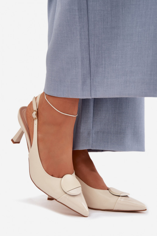 Dámske sandále s tenkými podpätkami S Ornatem Detalem slonovina Máriae