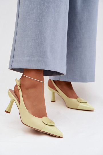Dámske sandále s tenkými podpätkami S Ornatem Detalem žltá Máriae 2