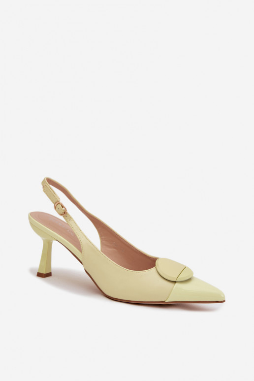 Dámske sandále s tenkými podpätkami S Ornatem Detalem žltá Máriae