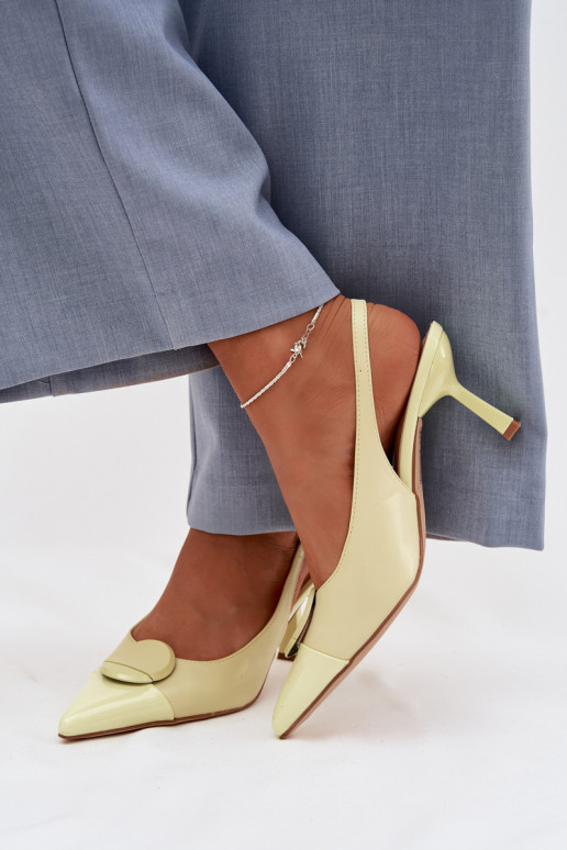 Dámske sandále s tenkými podpätkami S Ornatem Detalem žltá Máriae