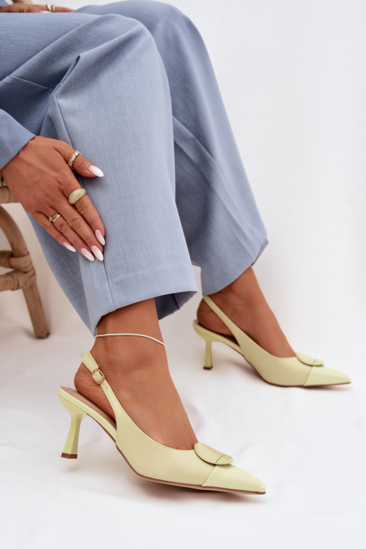 Dámske sandále s tenkými podpätkami S Ornatem Detalem žltá Máriae
