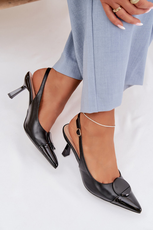 Dámske sandále s tenkými podpätkami S Ornatem Detalem čierna Máriae