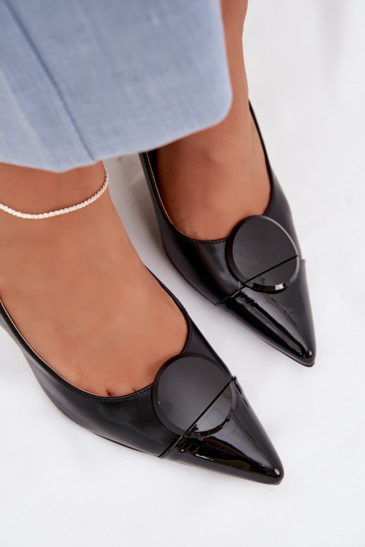 Dámske sandále s tenkými podpätkami S Ornatem Detalem čierna Máriae