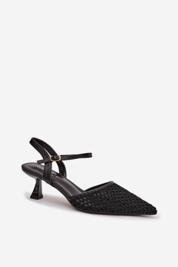 Dámske sandále s podpätkami s mriežkou čierna Brilora 2
