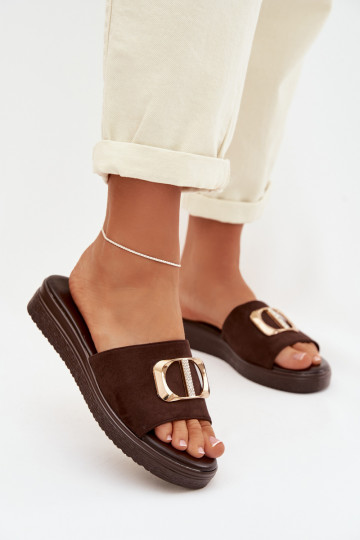 Dámske papuče Ze zlatej farbym Detalem CzekoladoIne Elmera 2