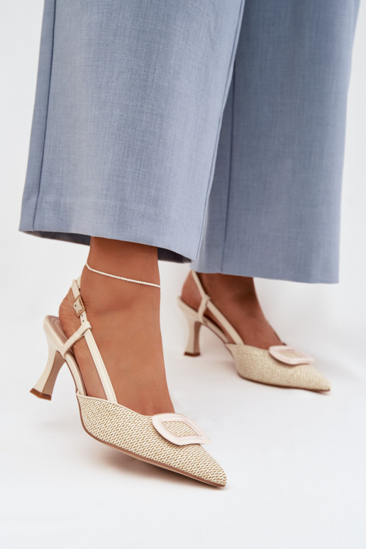 Dámske sandále s podpätkami S Ornatem Element béžová Eslina