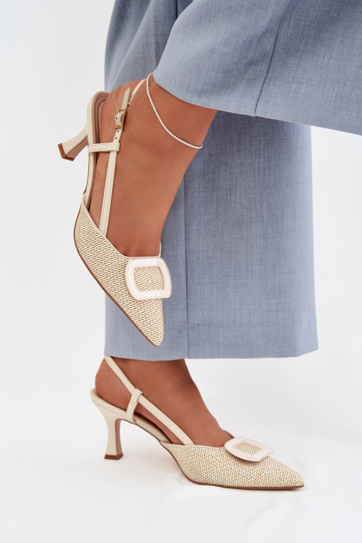 Dámske sandále s podpätkami S Ornatem Element béžová Eslina