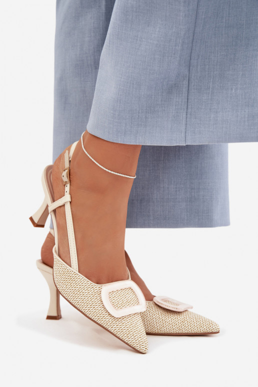 Dámske sandále s podpätkami S Ornatem Element béžová Eslina