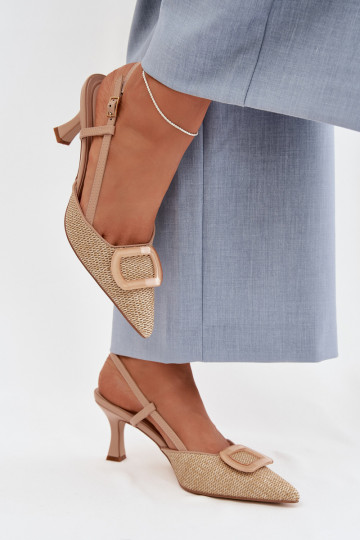 Dámske sandále s podpätkami S Ornatem Element Nude Eslina