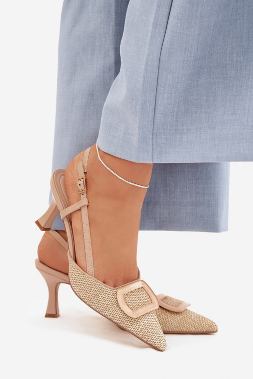 Dámske sandále s podpätkami S Ornatem Element Nude Eslina