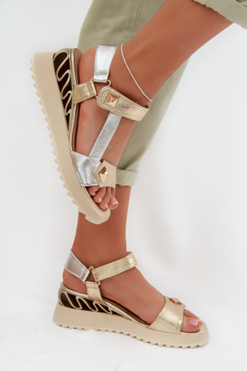 Dámske sandále Dámske s platformou D&A CR61-3078 zlatej farby