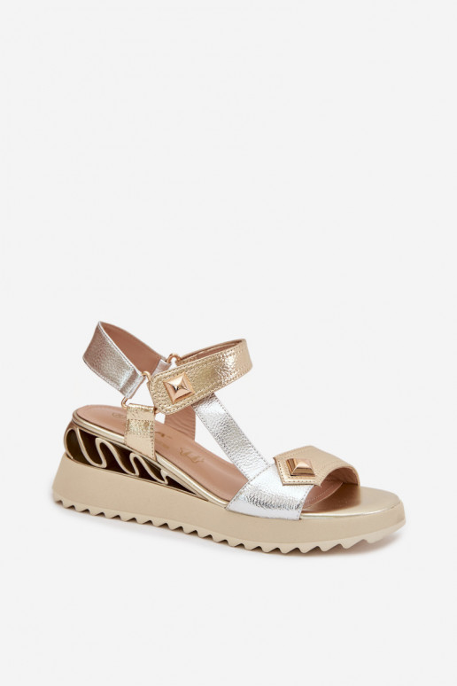 Dámske sandále Dámske s platformou D&A CR61-3078 zlatej farby