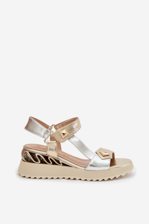 Dámske sandále Dámske s platformou D&A CR61-3078 zlatej farby