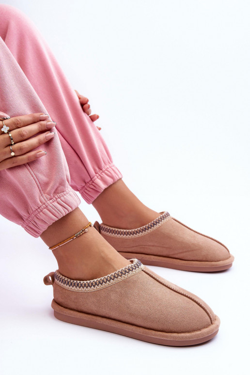 Dámske zo semišu papuče s kožušinou béžová Polinna