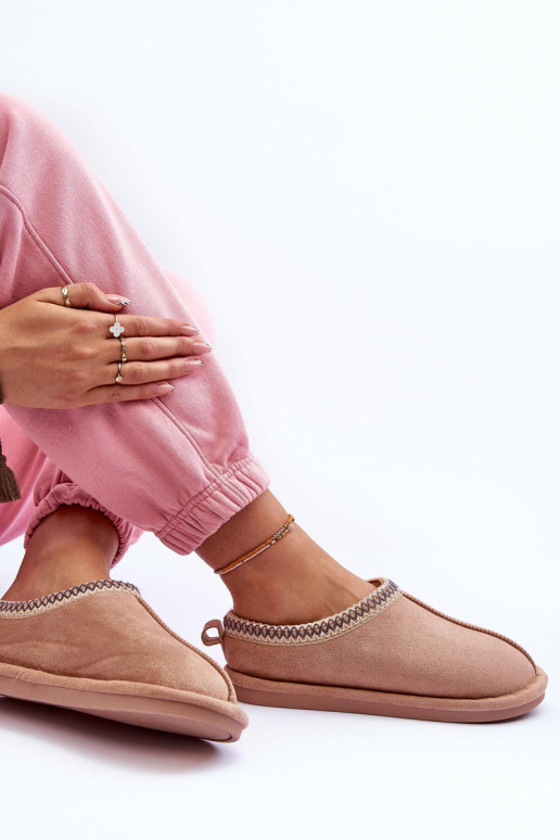 Dámske zo semišu papuče s kožušinou béžová Polinna