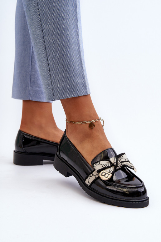 s lakovým efektom Dámske topánky Mokasíny S.Barski HY330A čierna