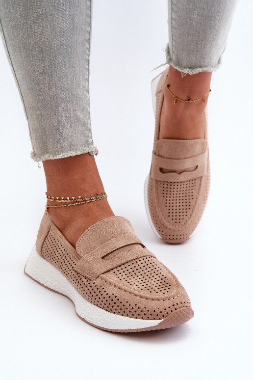 Dámske mokasíny na platforme z eko semišuoIne béžová Inesqua
