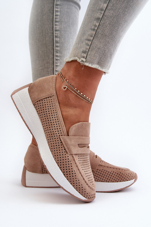 Dámske mokasíny na platforme z eko semišuoIne béžová Inesqua