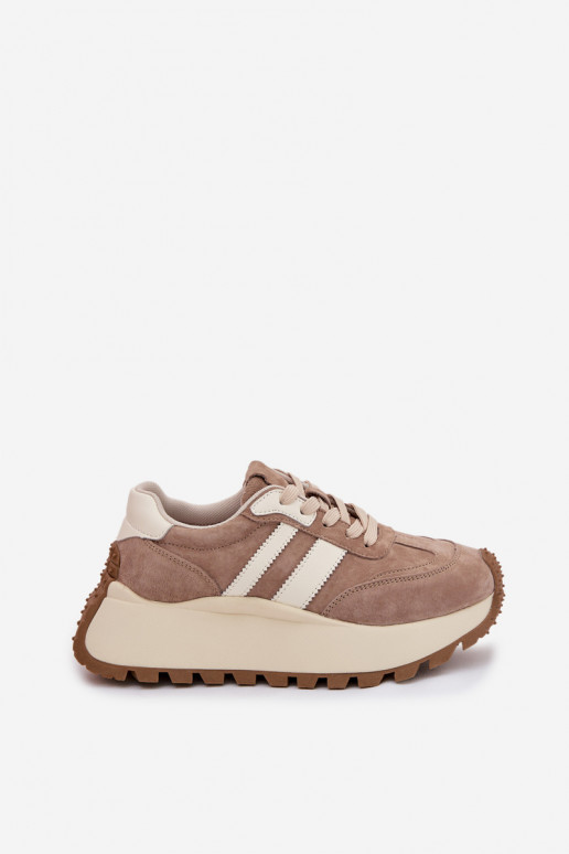 Tenisky model obuvi zo semišu s platformou D&A GR61-5986 béžová