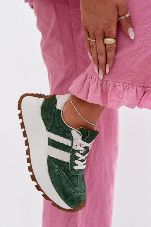 Tenisky model obuvi zo semišu s platformou D&A GR61-5986 zelená farba