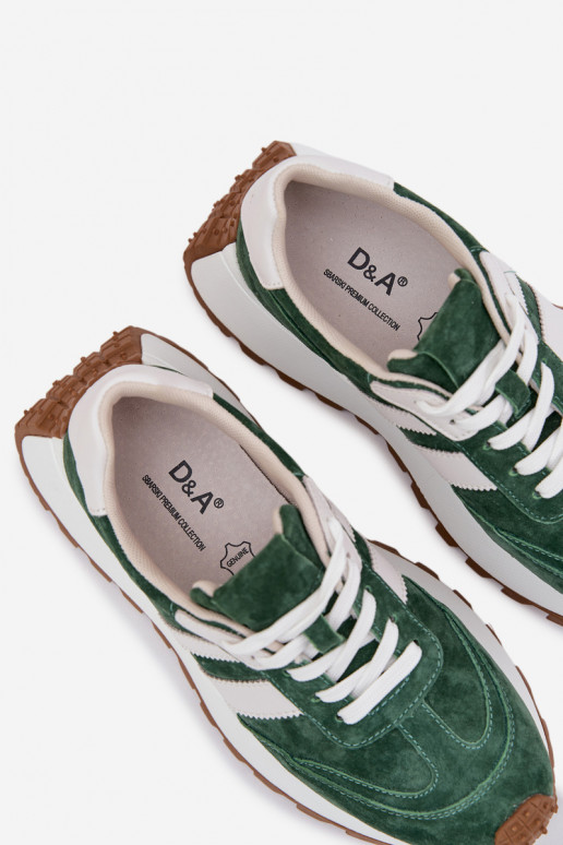 Tenisky model obuvi zo semišu s platformou D&A GR61-5986 zelená farba