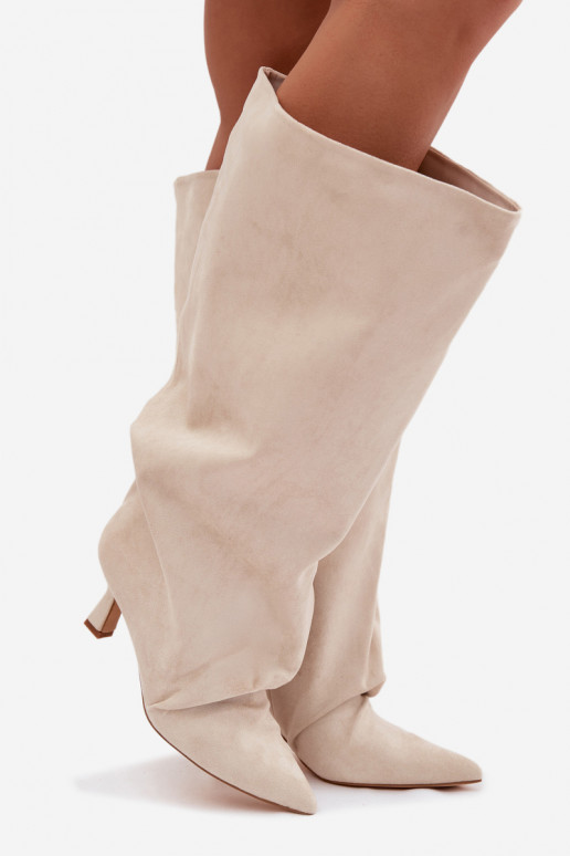 čižmySzeroką CholeInką I Márszczeniem s podpätkami béžová Harela