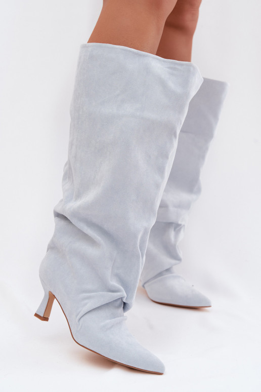 čižmySzeroką CholeInką I Márszczeniem s podpätkami svetlo modrá Harela