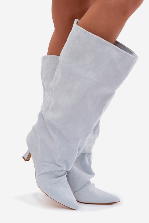 čižmySzeroką CholeInką I Márszczeniem s podpätkami svetlo modrá Harela