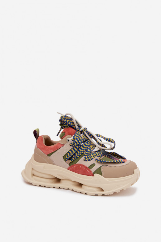 Kožené Tenisky model obuvi Dámske s platformou D&A CR61-3133 béžová