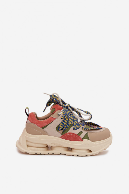 Kožené Tenisky model obuvi Dámske s platformou D&A CR61-3133 béžová