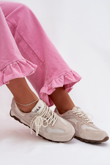 Kožené zo semišu Tenisky model obuvi Dámske MK61-0705 sivá