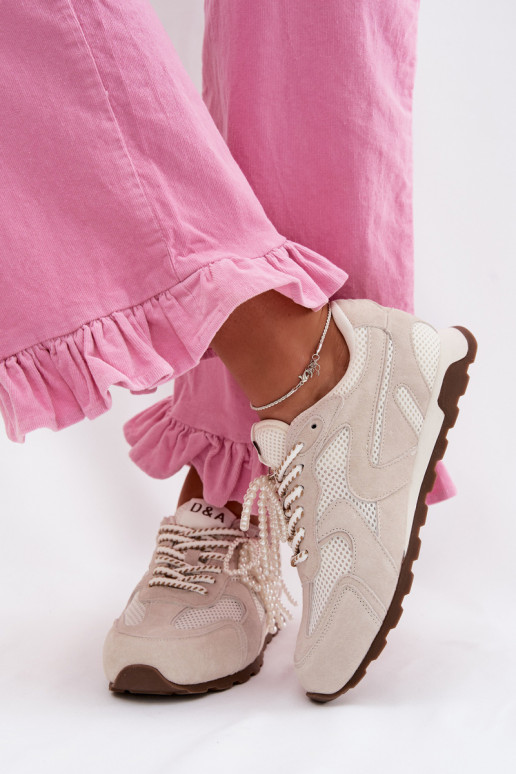 Kožené zo semišu Tenisky model obuvi Dámske MK61-0705 sivá