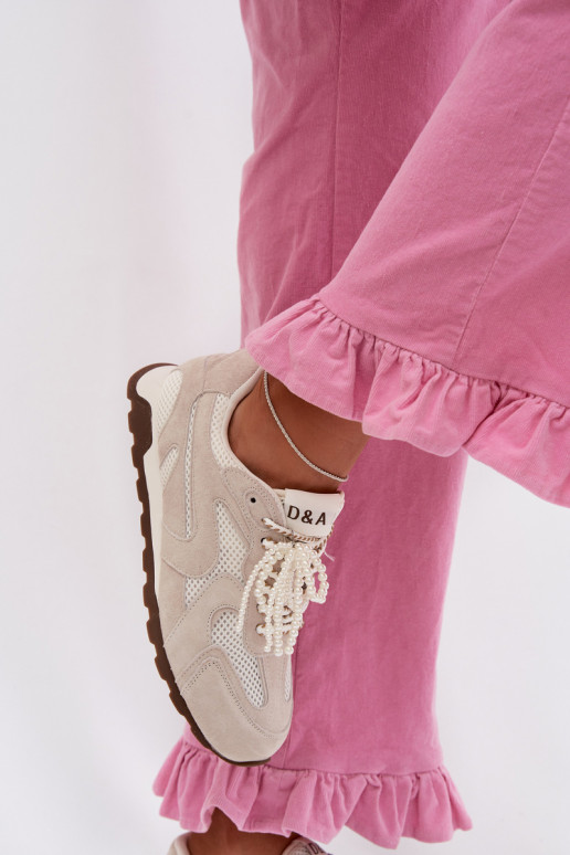 Kožené zo semišu Tenisky model obuvi Dámske MK61-0705 sivá