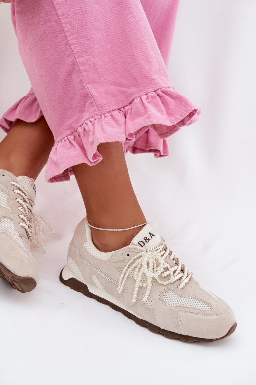 Kožené zo semišu Tenisky model obuvi Dámske MK61-0705 sivá