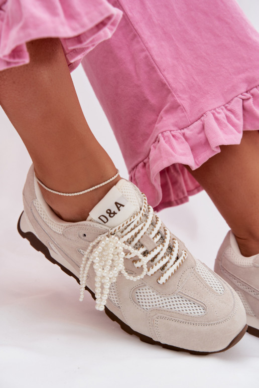 Kožené zo semišu Tenisky model obuvi Dámske MK61-0705 sivá