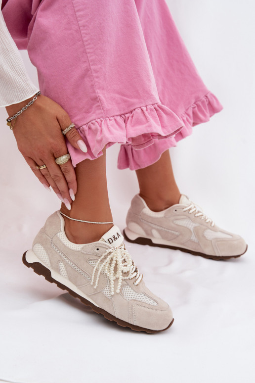 Kožené zo semišu Tenisky model obuvi Dámske MK61-0705 sivá